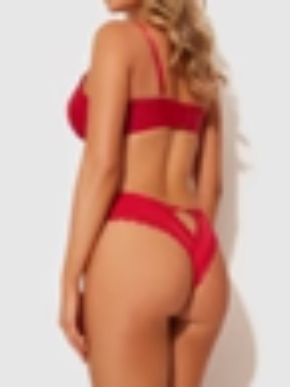 Fredericks of Hollywood Jenna Micro & Lace Heart Cheeky-Rose Red-NWT